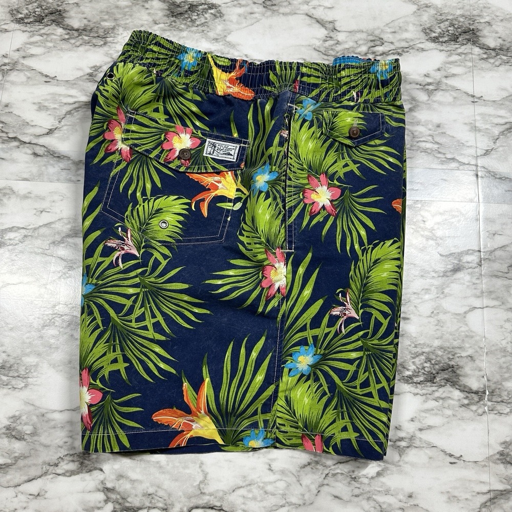 Polo Ralph Lauren Swimwear Trunks Shorts Mens Navy Blue Floral Size XL